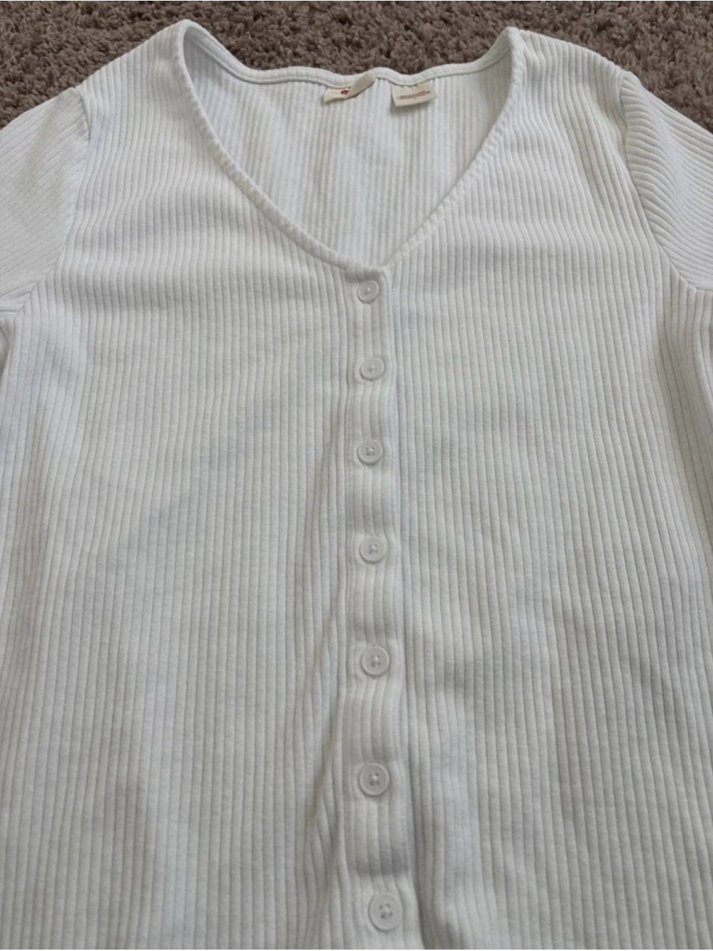 Levi’s White Ribbed Button Front Top | M - Picture 3 of 10